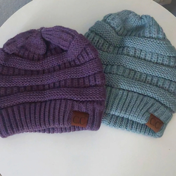 C.C BEANIE BUNDLE X2 BLUE & PURPLE EUC!! - Picture 1 of 3